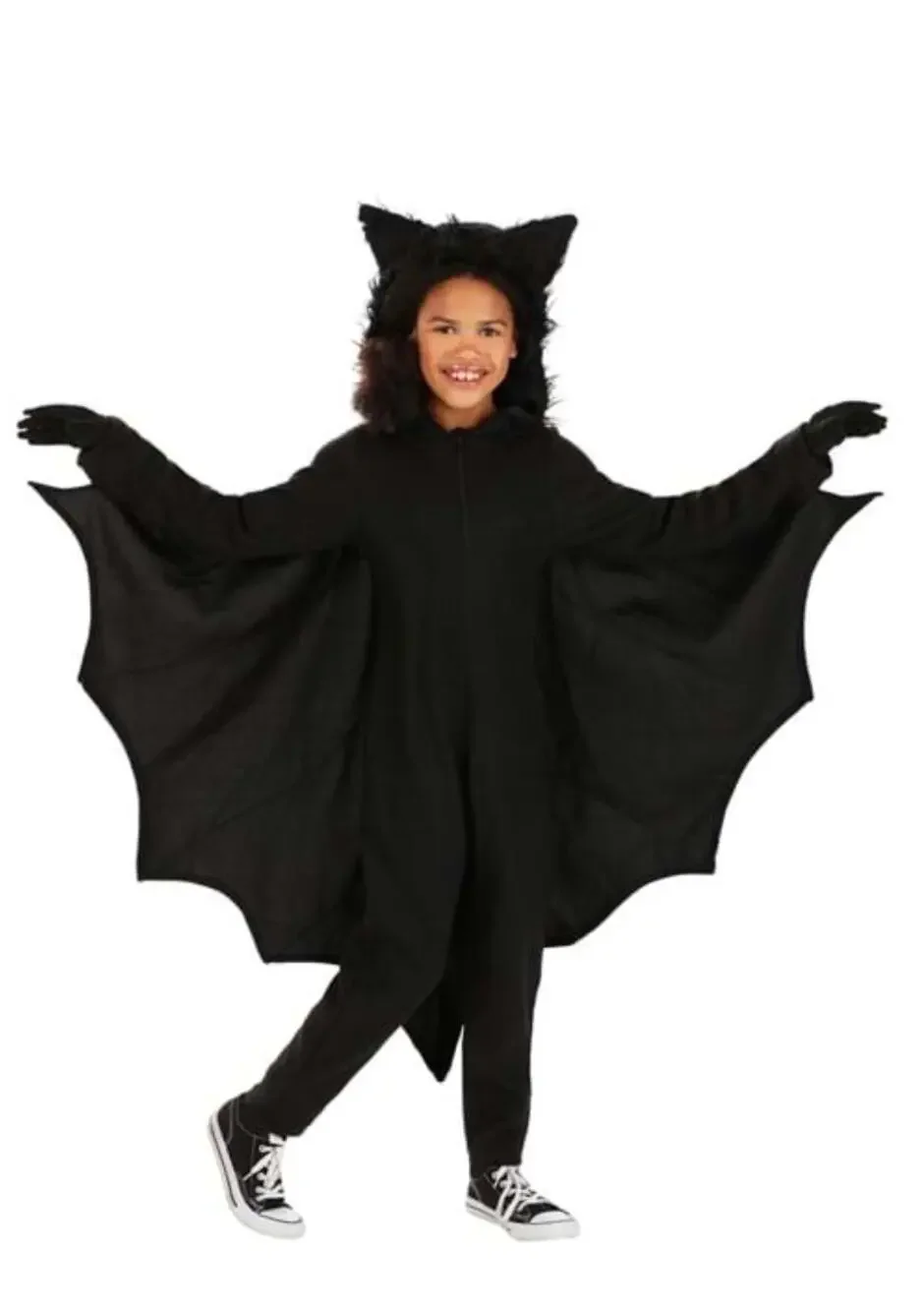 Kids Fleece Bat Costume Jumpsuit with Hood and Wings Youth Medium NEW NWT